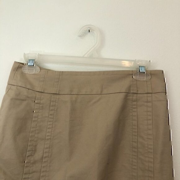 MEXX Solid Tan Beige Straight Pencil Work Cotton Knee Length Skirt UK 10 / US 6 - Picture 3 of 11